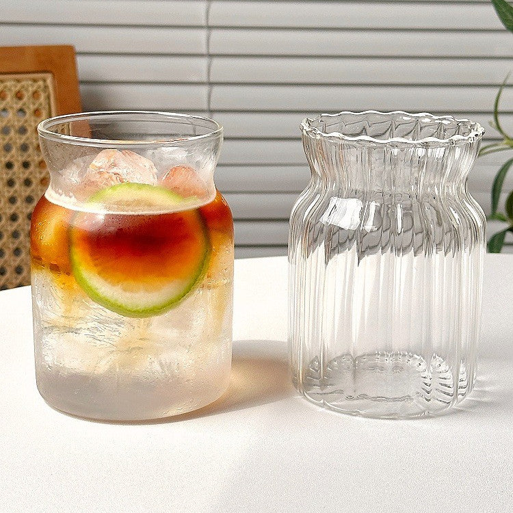 Locaupin 470ML Heat Resistant Healthy Glass Cups,Water Glass,Coffee Cups,Flower Tea Glass, Microwave Safe Glass Tea Cups