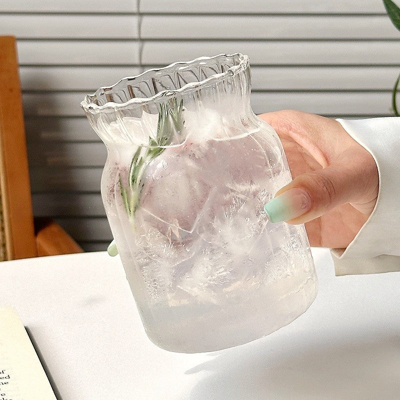 Locaupin 470ML Heat Resistant Healthy Glass Cups,Water Glass,Coffee Cups,Flower Tea Glass, Microwave Safe Glass Tea Cups