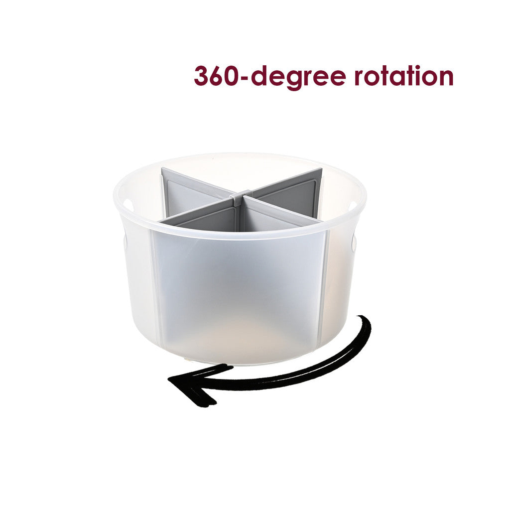 Locaupin 360° Rotating Organizer, Plastic Storage Tray with Adjustable Dividers,Cabinet Organizer for Home