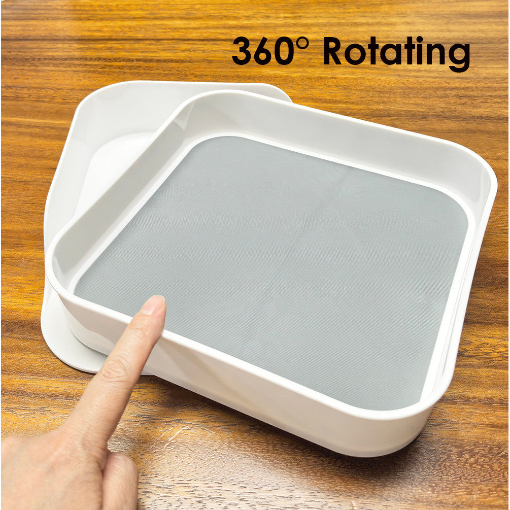 Locaupin Plastic Rotating Storage Organizer - 360° Spin, Removable Dividers, Tall Design for Kitchen/Bathroom/Office