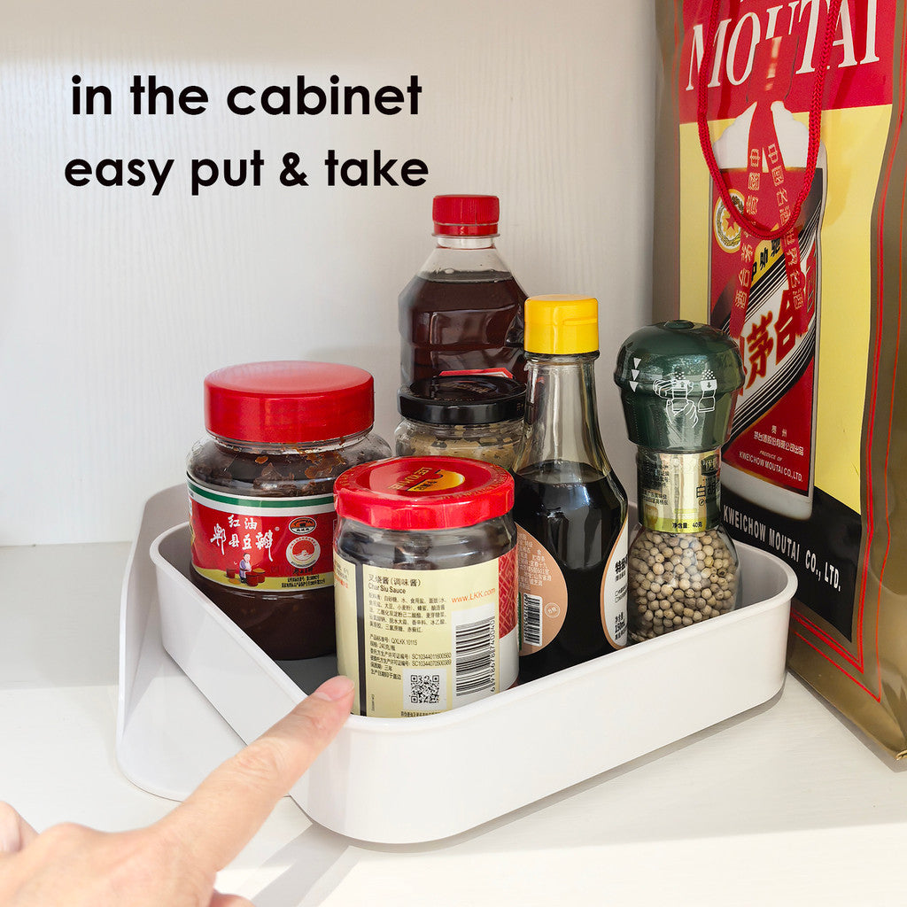 Locaupin Plastic Rotating Storage Organizer - 360° Spin, Removable Dividers, Tall Design for Kitchen/Bathroom/Office