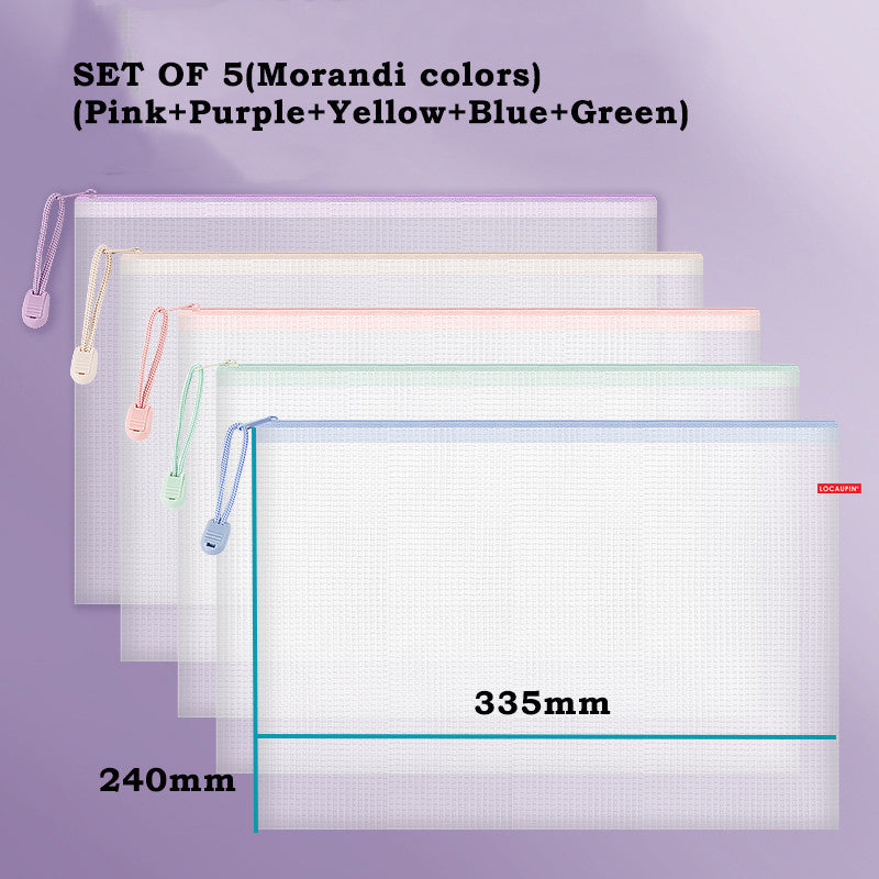 Locaupin Document Folder l Waterproof A4 File Pouch for Office & School Use l File Bags l Morandi Color