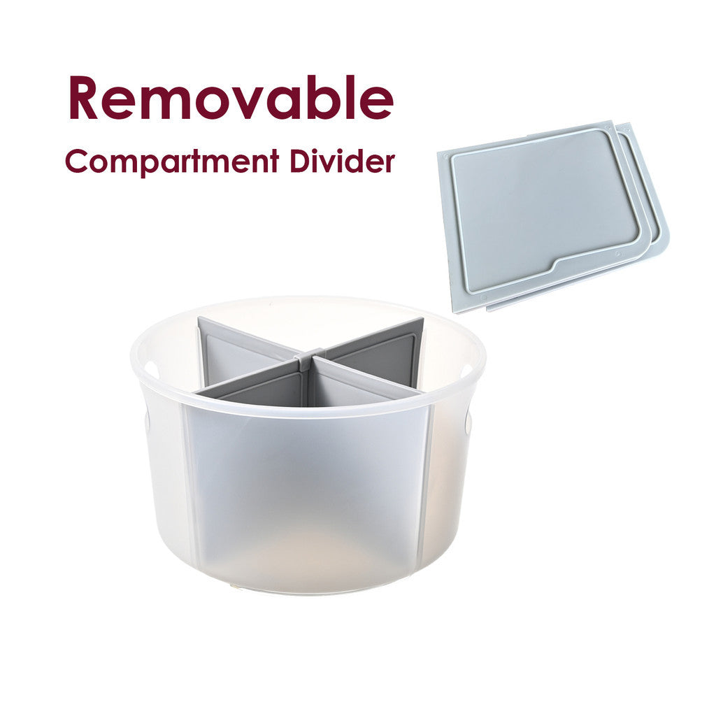 Locaupin 360° Rotating Organizer, Plastic Storage Tray with Adjustable Dividers,Cabinet Organizer for Home