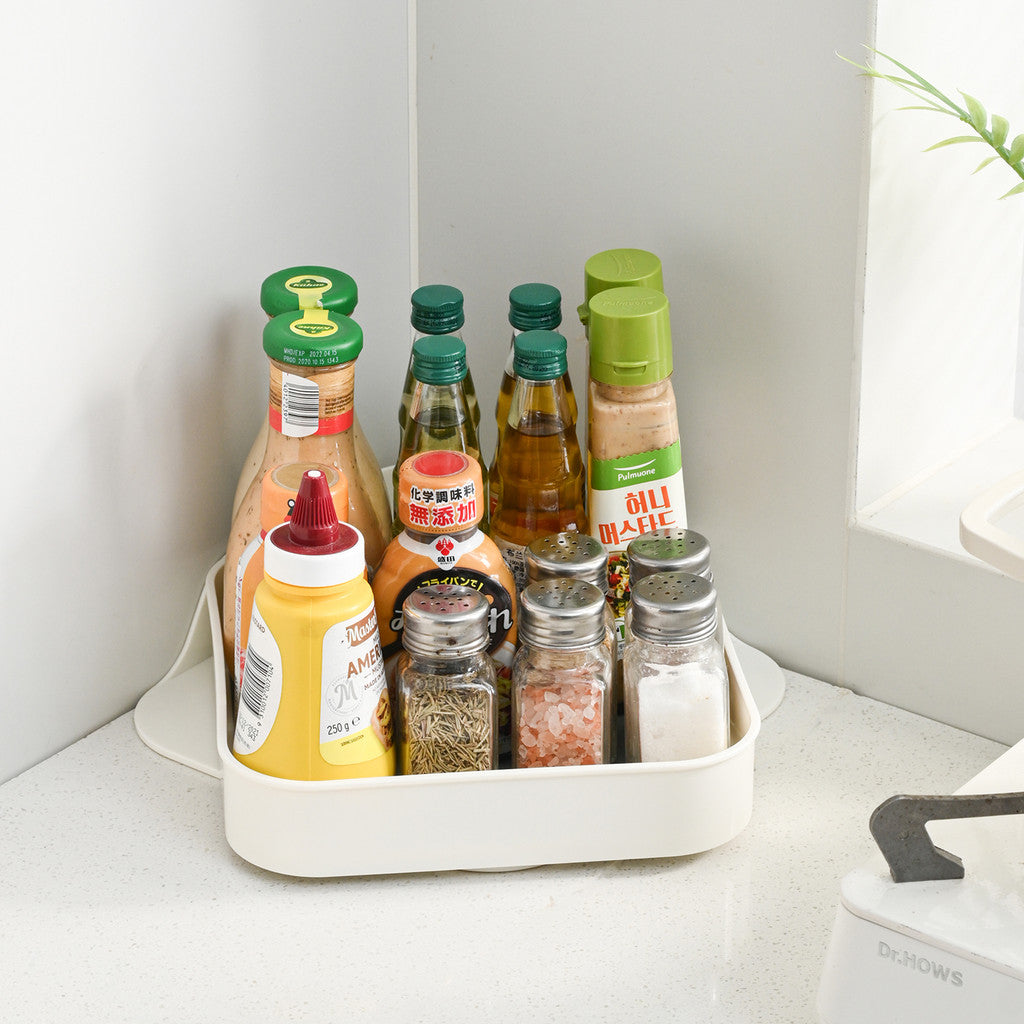 Locaupin Plastic Rotating Storage Organizer - 360° Spin, Removable Dividers, Tall Design for Kitchen/Bathroom/Office