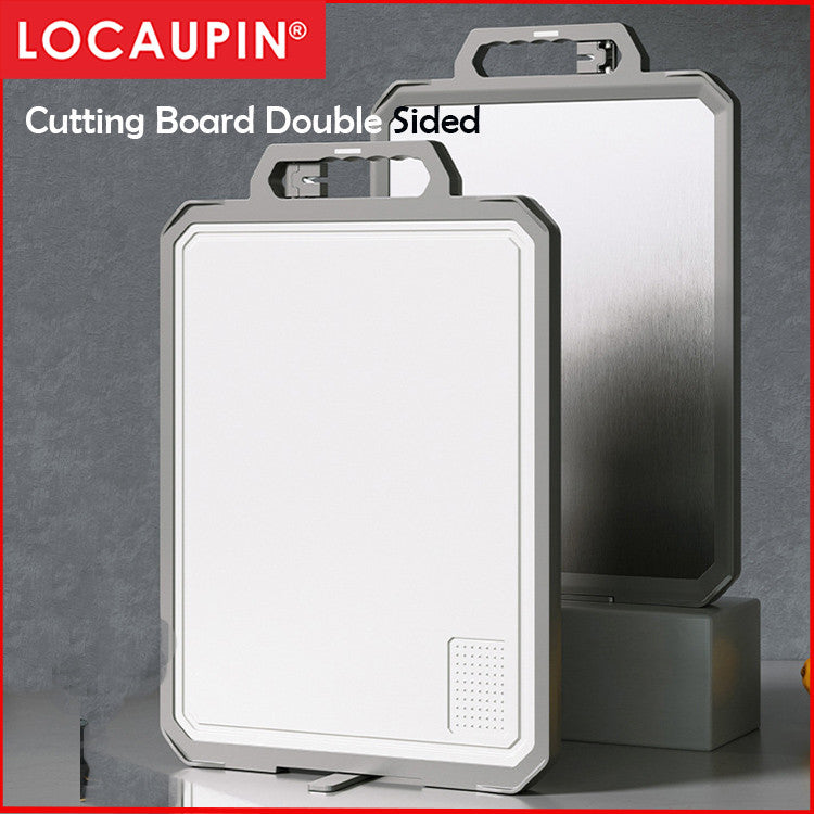 Locaupin Double Sided Cutting Board,Stainless Steel Cutting Boards for Kitchen with Knife Sharpener