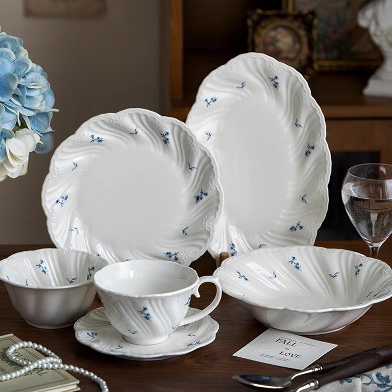 Locaupin Pure White Ceramic Dinnerware, Round Serving Bowls, Tableware for Steak, Salad Pasta Bowls Dinner Sets