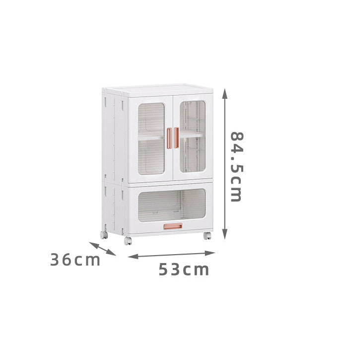 Locaupin Plastic Storage Cabinet Collapsible Storage Bins with Doors Stackable Book Storage Bins for Bathroom Entryway
