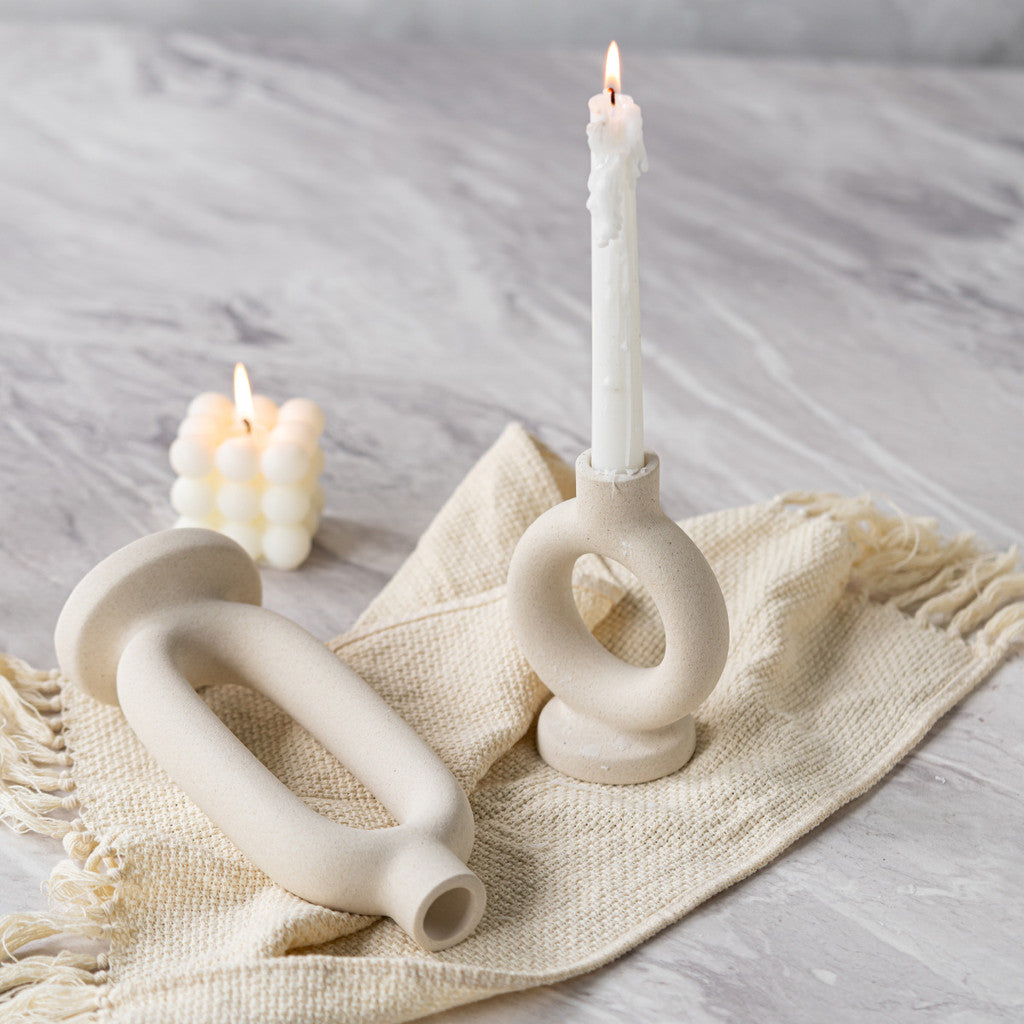 Locaupin Ceramic Candle Holder Candlestick Holders Pillar Candle Holders for Table Decor Wedding Parties Home Decor