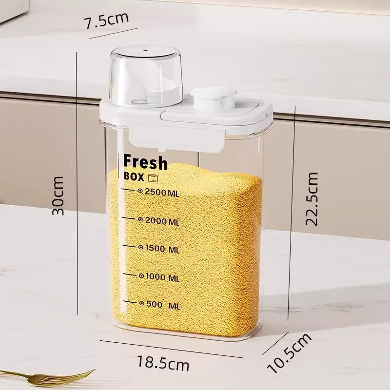 Locaupin 1600/2800mL Kitchen Storage Rice Dispenser Storage Box Food Dispensers Pet Contianer