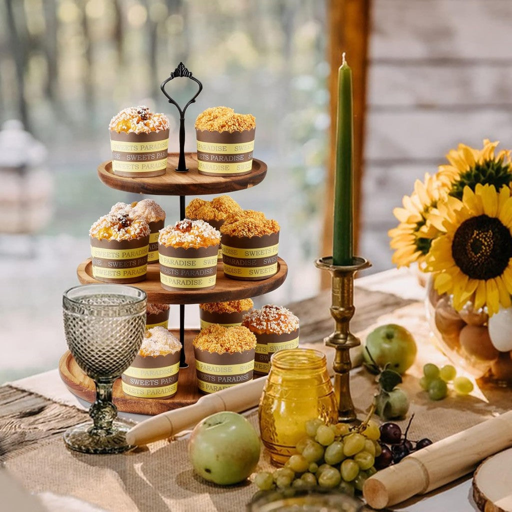 Locaupin Wooden Cupcake Stand for Dessert Table Display 3 Tier Tray Dessert Stands Party Décor Farmhouse Decor Tea Party