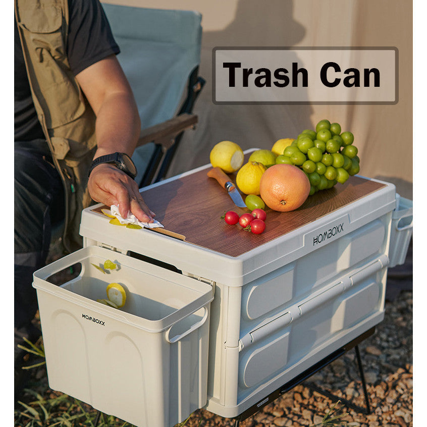 Locaupin Folding Storage Bins with Wood Lid Collapsible Closet Organizers Multifunctional Plastic Camping Storage