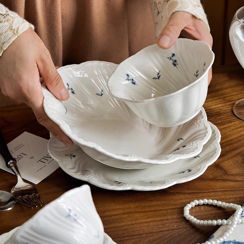 Locaupin Pure White Ceramic Dinnerware, Round Serving Bowls, Tableware for Steak, Salad Pasta Bowls Dinner Sets