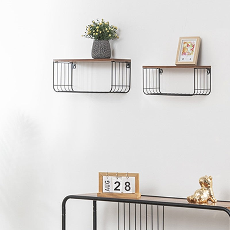 Locaupin Wall Mounted Shelves, 2Tier Decorative Shelf, Storage Wall Shelves with Metal Baskets