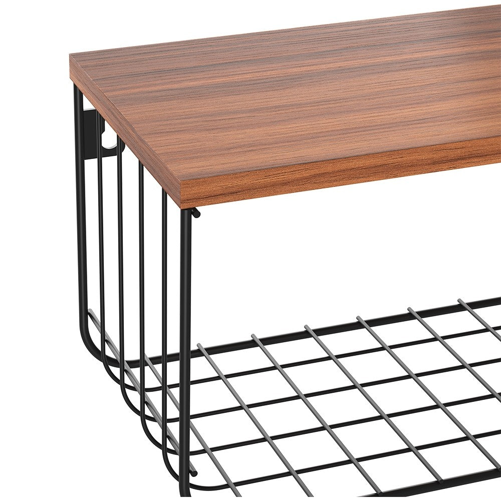 Locaupin Wall Mounted Shelves, 2Tier Decorative Shelf, Storage Wall Shelves with Metal Baskets