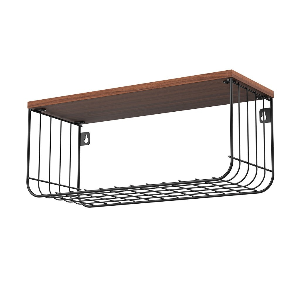 Locaupin Wall Mounted Shelves, 2Tier Decorative Shelf, Storage Wall Shelves with Metal Baskets