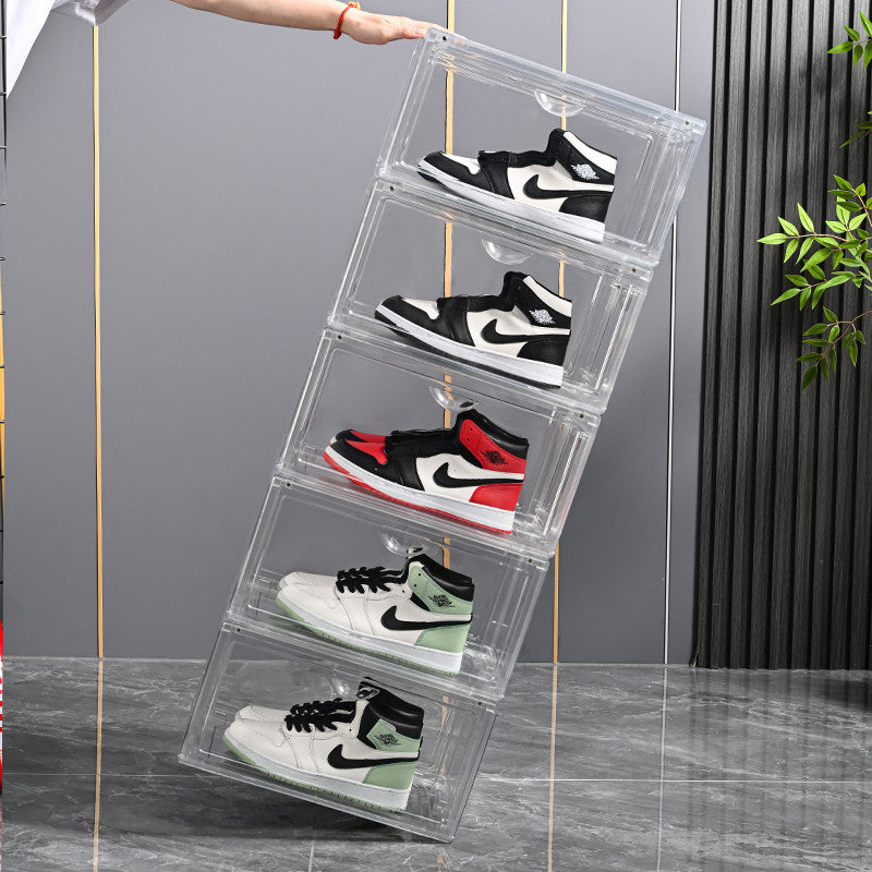 Locaupin High-Quality Stackable Transparent Shoes Storage Cabinets Box Shoe Container Plastic Shoe Organization