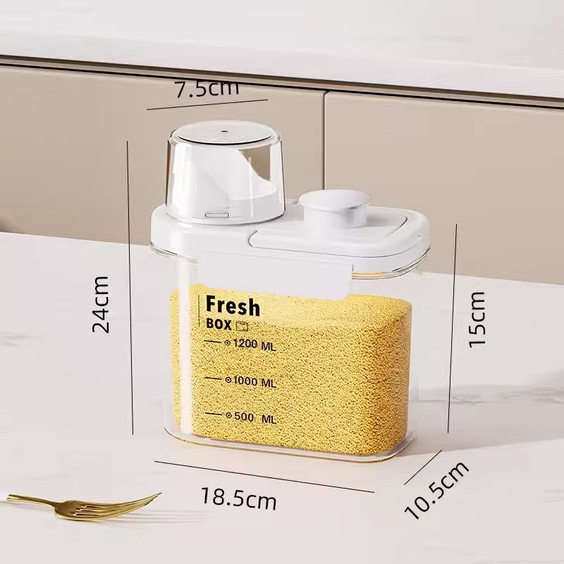 Locaupin 1600/2800mL Kitchen Storage Rice Dispenser Storage Box Food Dispensers Pet Contianer