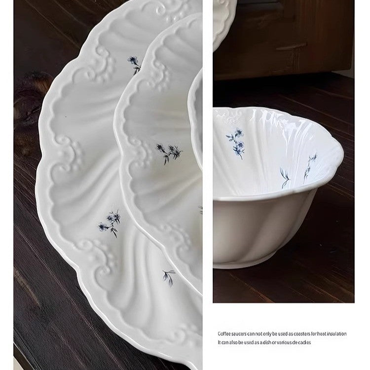 Locaupin Pure White Ceramic Dinnerware, Round Serving Bowls, Tableware for Steak, Salad Pasta Bowls Dinner Sets