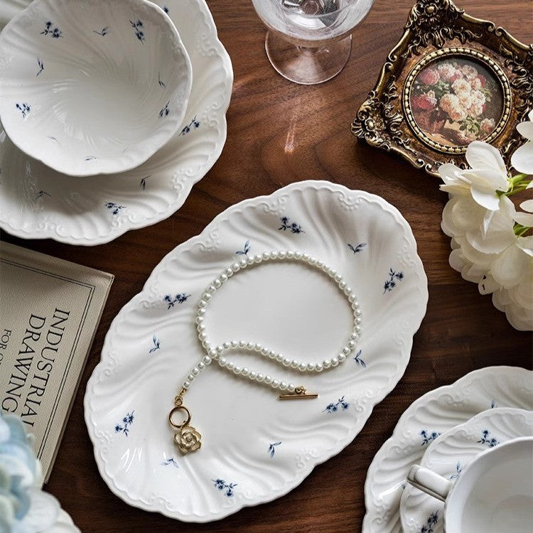 Locaupin Pure White Ceramic Dinnerware, Round Serving Bowls, Tableware for Steak, Salad Pasta Bowls Dinner Sets