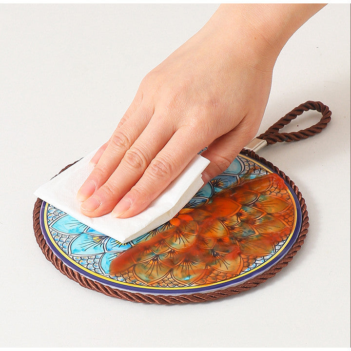 Locaupin Ceramic Heat Insulation Pad | Cork Non-Slip Base | Kitchen Hot Pot Mat