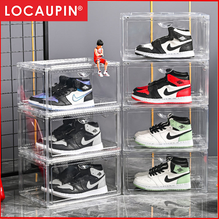 Locaupin High-Quality Stackable Transparent Shoes Storage Cabinets Box Shoe Container Plastic Shoe Organization