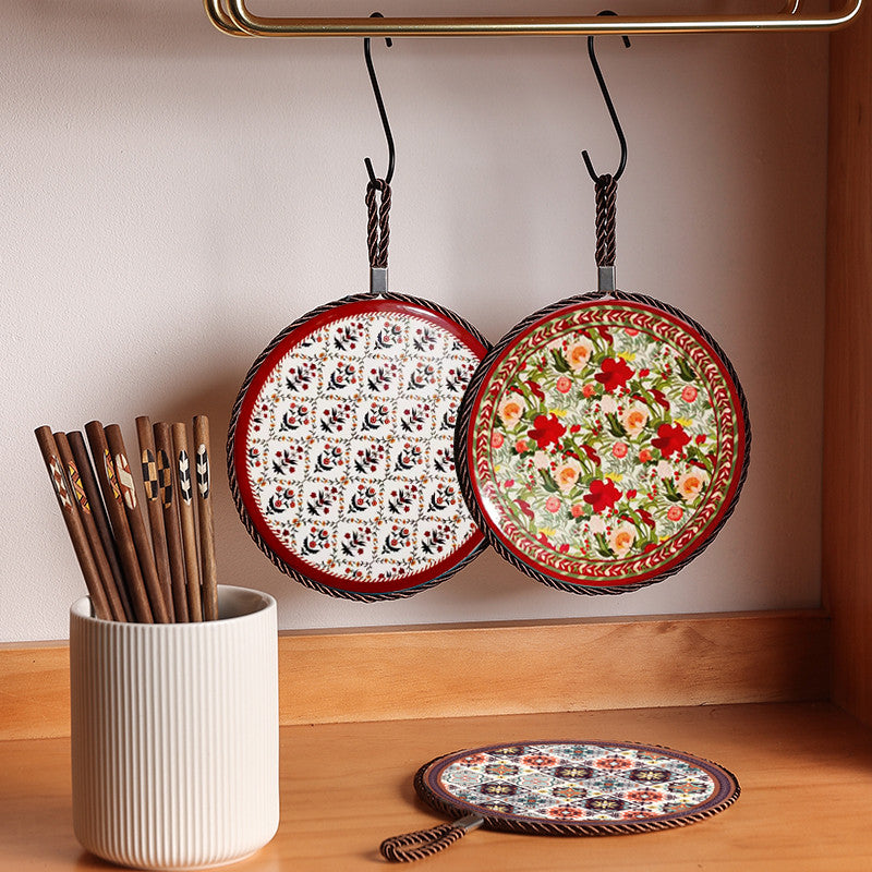Locaupin Ceramic Heat Insulation Pad | Cork Non-Slip Base | Kitchen Hot Pot Mat