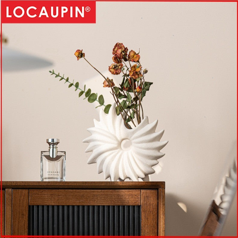 Locaupin White Ceramic Vase Modern Home Decor,Matte Pampas Flower Vases,Farmhouse Decor Living Room Decor