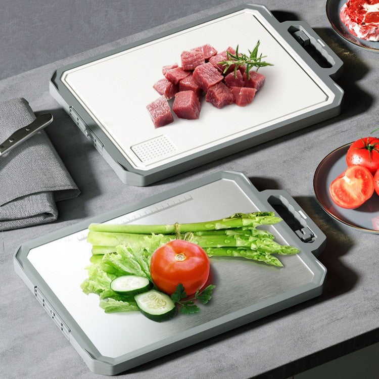Locaupin Double Sided Cutting Board,Stainless Steel Cutting Boards for Kitchen with Knife Sharpener