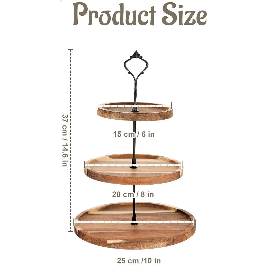 Locaupin Wooden Cupcake Stand for Dessert Table Display 3 Tier Tray Dessert Stands Party Décor Farmhouse Decor Tea Party