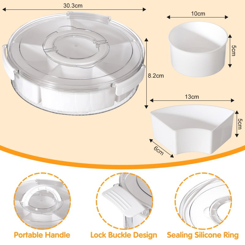 Locaupin Plastic Divided Serving Tray with Lids Individual Dishes Food Storage Containers Snackle Container