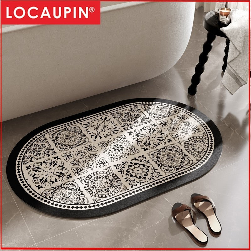 Locaupin Super Absorbent Bath Mat Bathroom Mat Super Absorbent Living Room Floor Mat Rubber Non-Slip Bottom