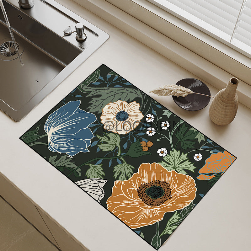 Locaupin PU Leather Dish Drying Mat l Non-Slip l Anti-slip surface l Fast Absorption l Easy to Clean