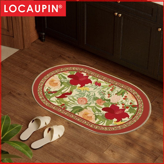 Locaupin Super Absorbent Living Room Floor Mat Soft and Plush Bathroom Mat with Non-Slip Bottom