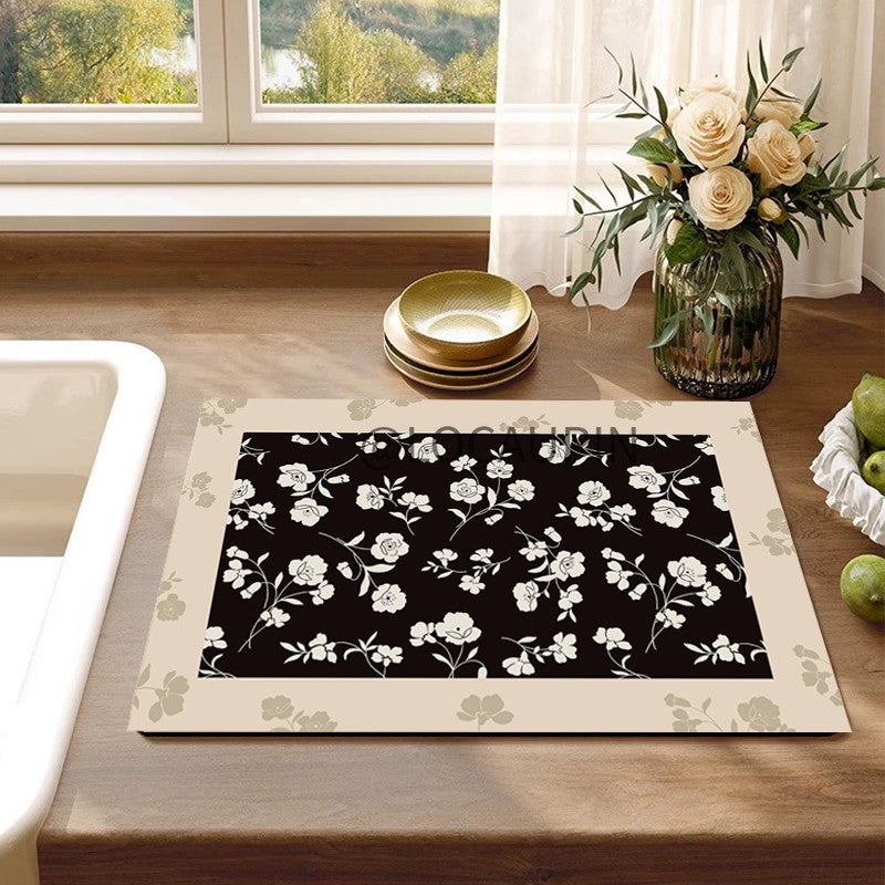 Locaupin PU Leather Dish Drying Mat l Non-Slip l Anti-slip surface l Fast Absorption l Easy to Clean