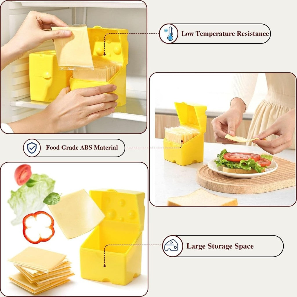 Locaupin Cow Cheese Slice Holder Storage Container For Refrigerator Sliced Shredded Keeper Containers For Fridge