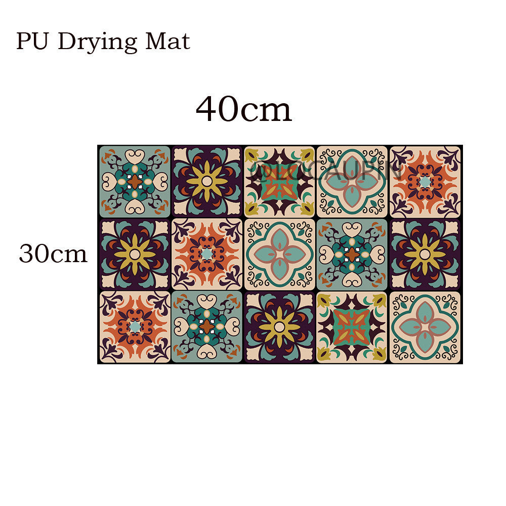 Locaupin PU Leather Dish Drying Mat l Non-Slip l Anti-slip surface l Fast Absorption l Easy to Clean