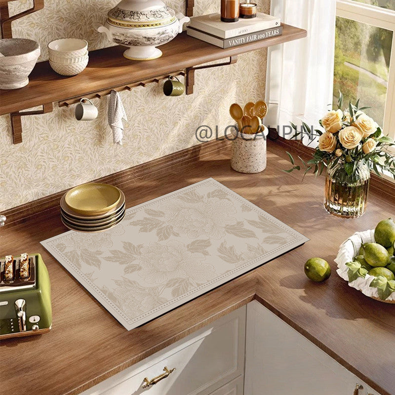 Locaupin PU Leather Dish Drying Mat l Non-Slip l Anti-slip surface l Fast Absorption l Easy to Clean