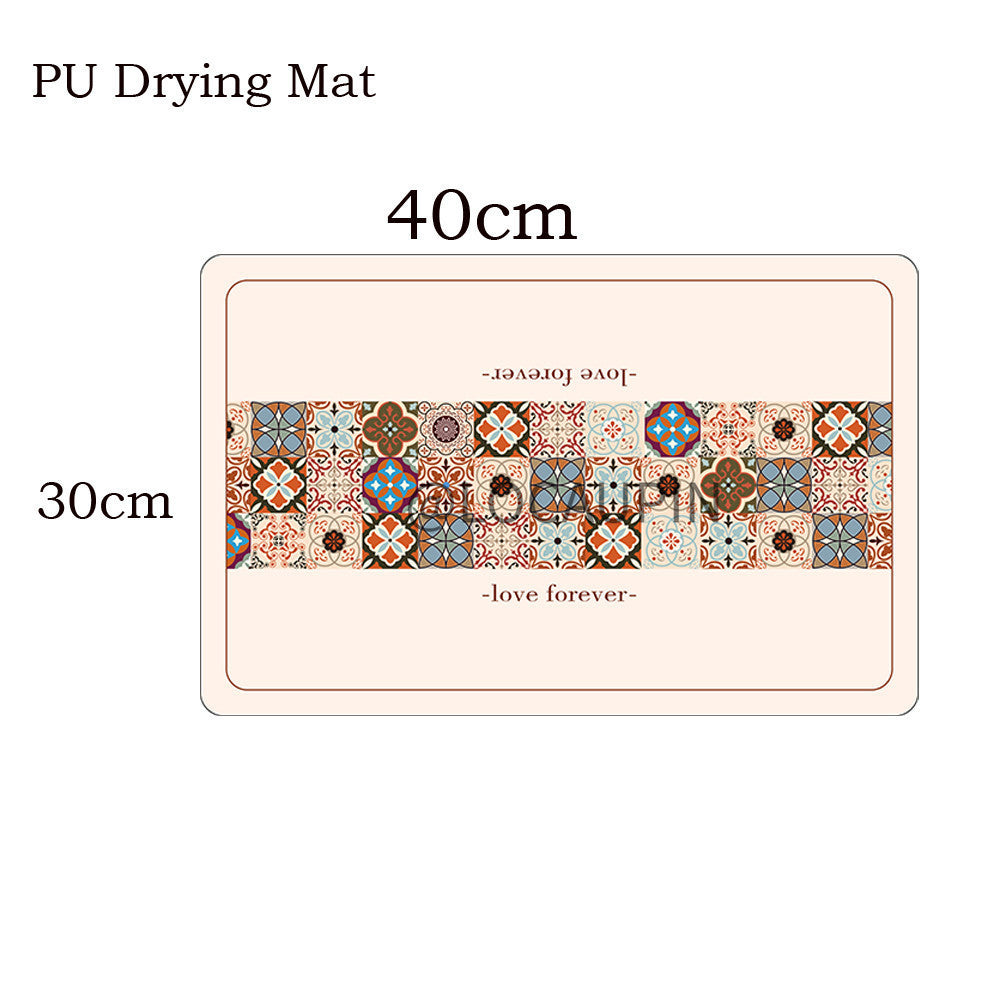 Locaupin PU Leather Dish Drying Mat l Non-Slip l Anti-slip surface l Fast Absorption l Easy to Clean