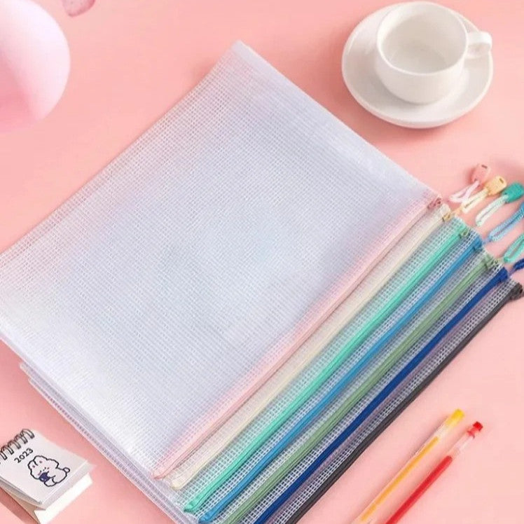 Locaupin 5pcs Document Folder l Waterproof A4 File Pouch for Office & School Use l File Bags l Morandi Color