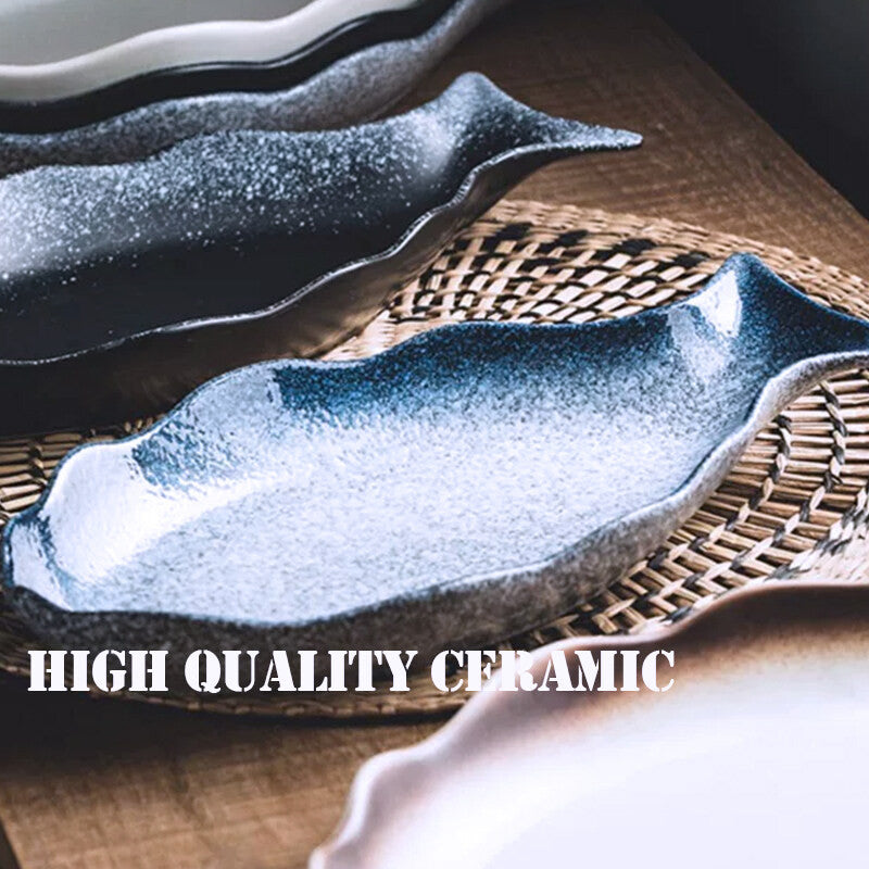 Locaupin Fish Plates Dinner Plates Ceramic Plate Family Dinner Plate Dinnerware Serving Dishes Tableware