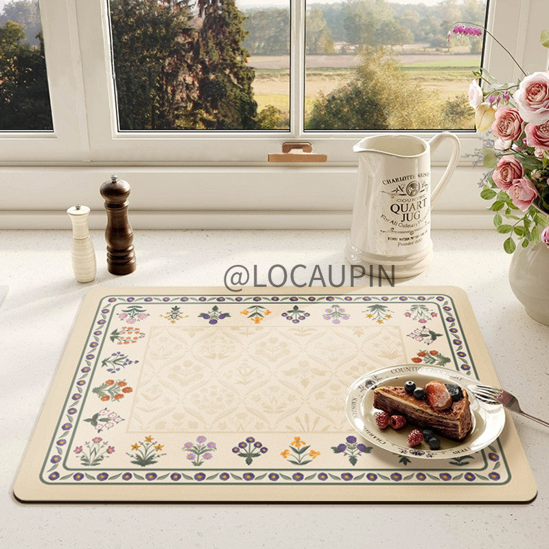 Locaupin PU Leather Dish Drying Mat l Non-Slip l Anti-slip surface l Fast Absorption l Easy to Clean
