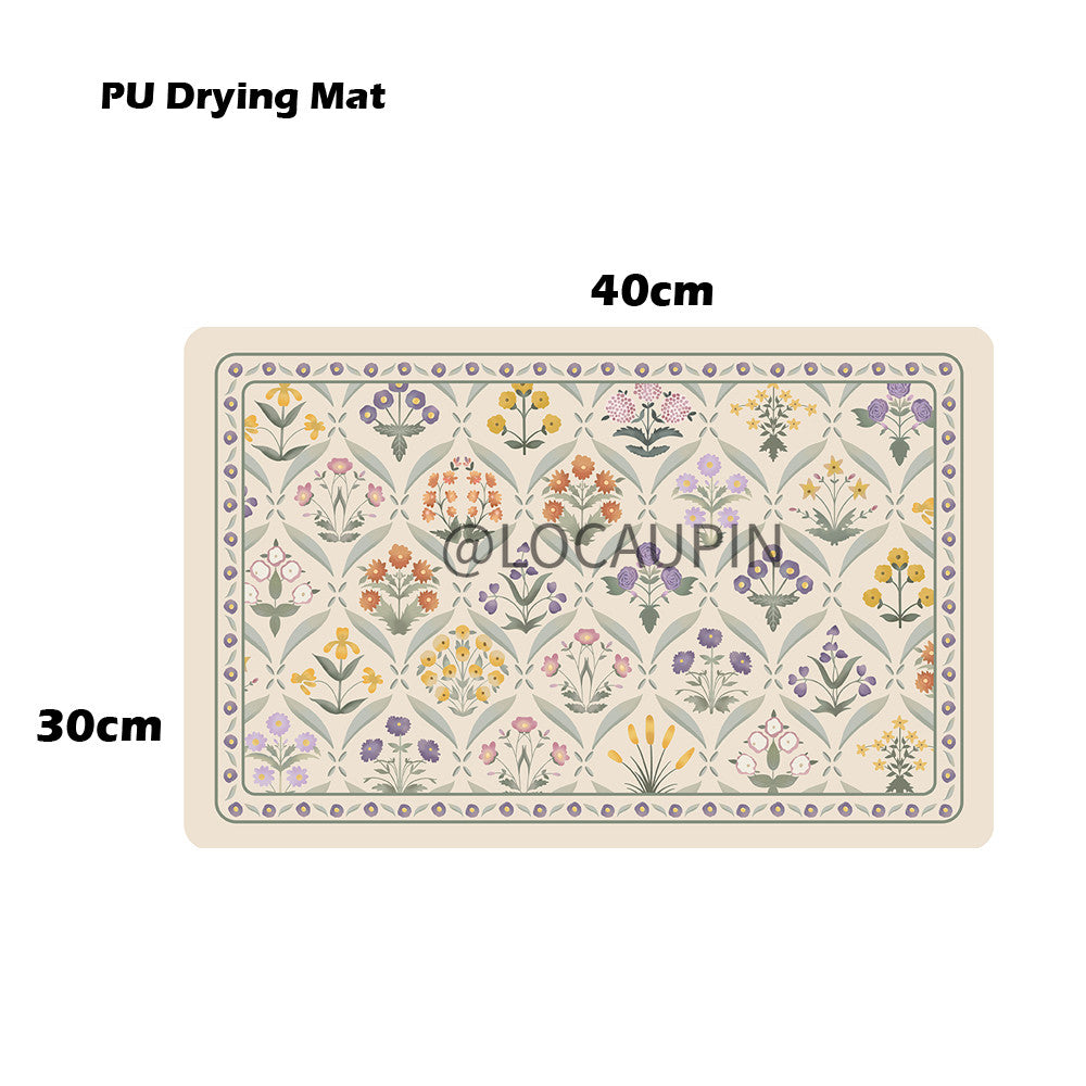 Locaupin PU Leather Dish Drying Mat l Non-Slip l Anti-slip surface l Fast Absorption l Easy to Clean