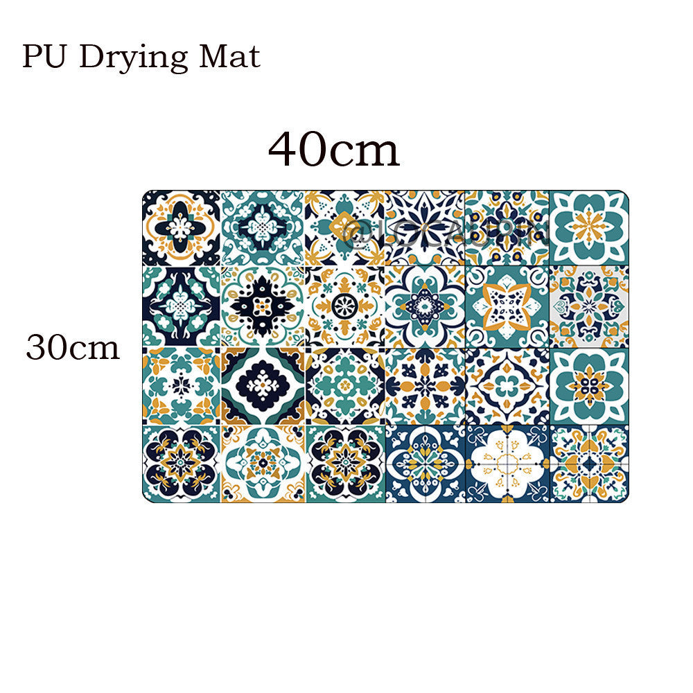 Locaupin PU Leather Dish Drying Mat l Non-Slip l Anti-slip surface l Fast Absorption l Easy to Clean