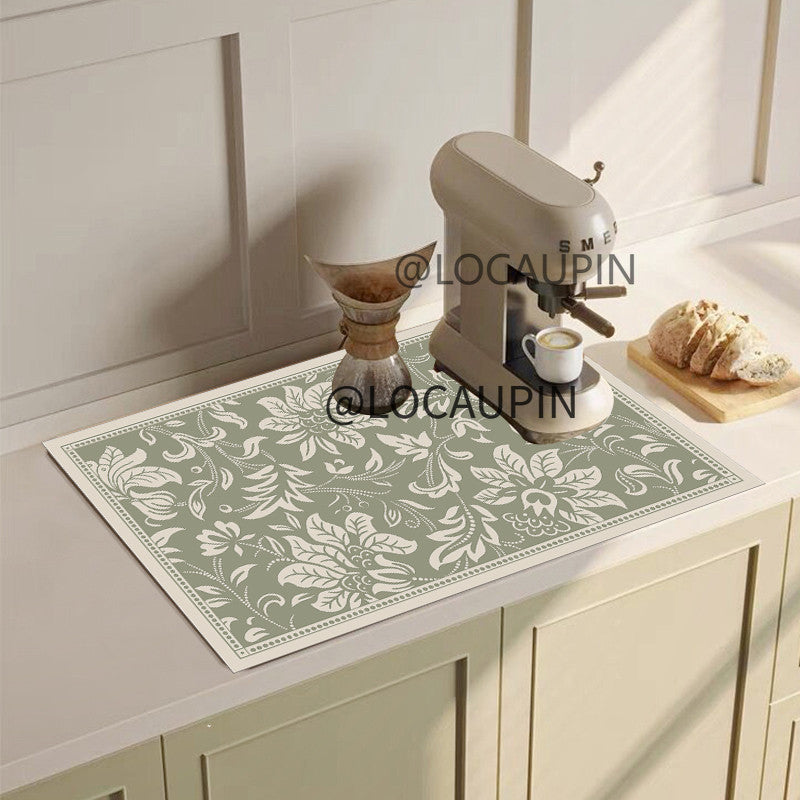 Locaupin PU Leather Dish Drying Mat l Non-Slip l Anti-slip surface l Fast Absorption l Easy to Clean