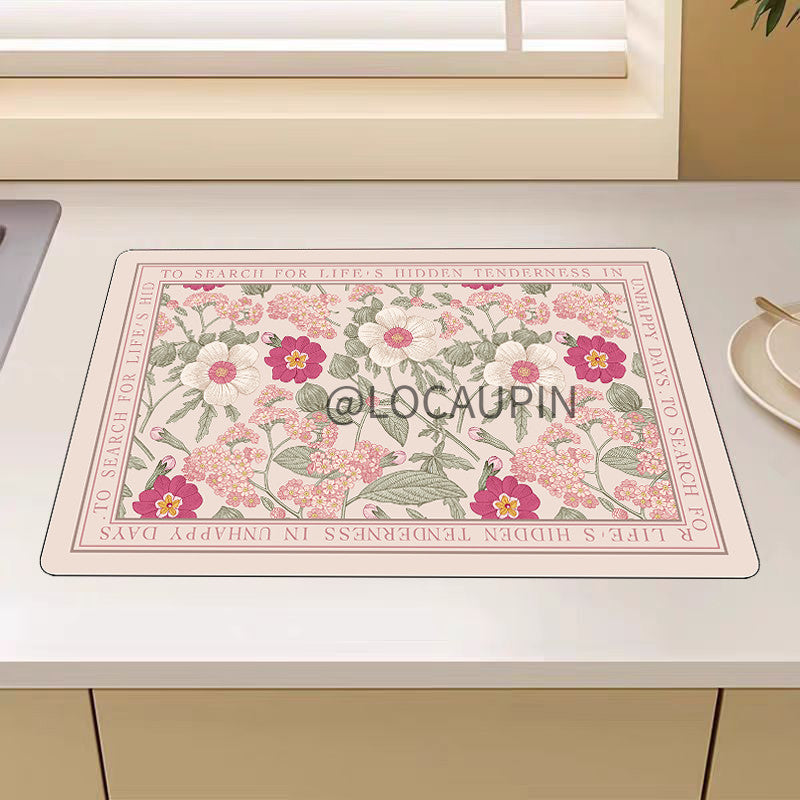 Locaupin PU Leather Dish Drying Mat l Non-Slip l Anti-slip surface l Fast Absorption l Easy to Clean