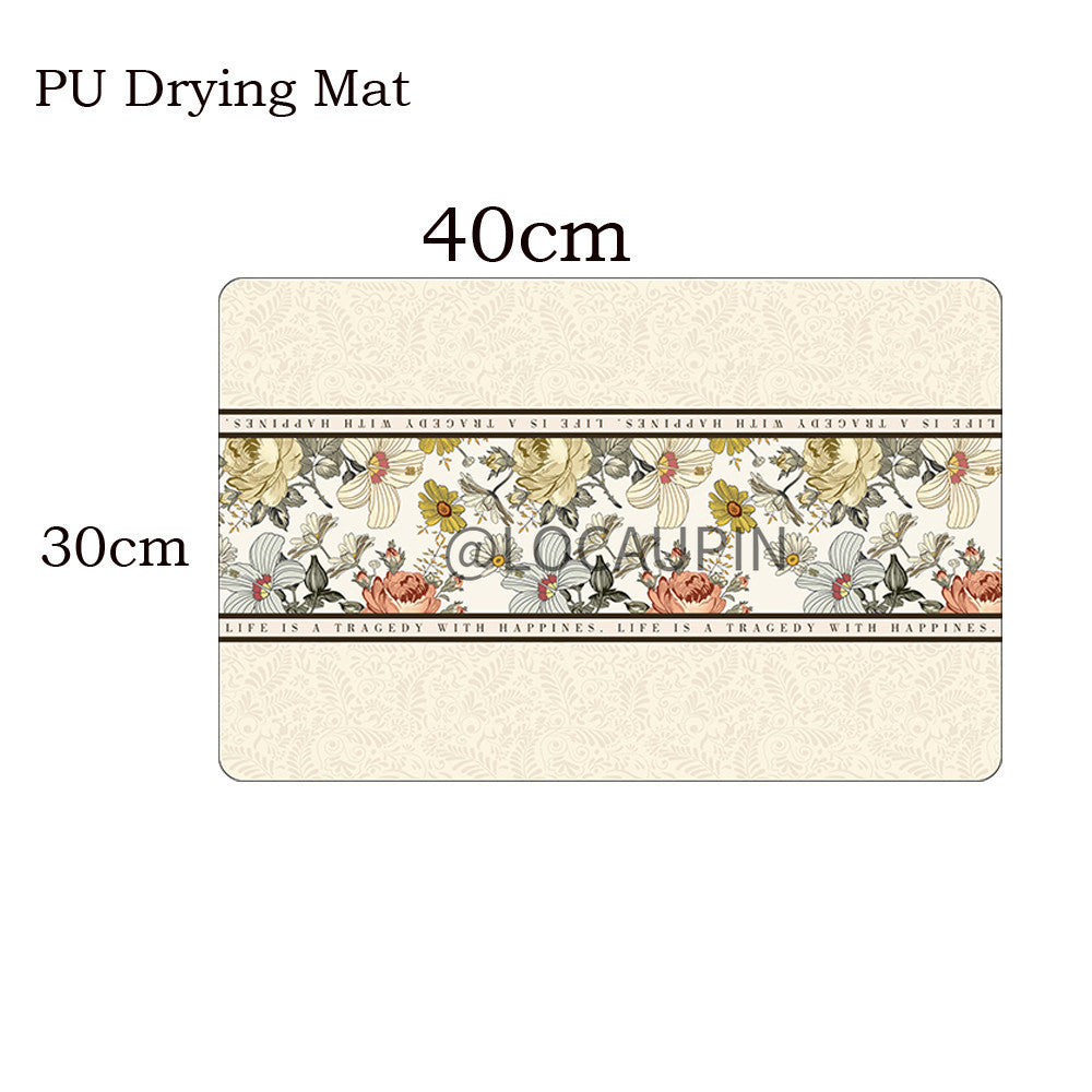 Locaupin PU Leather Dish Drying Mat l Non-Slip l Anti-slip surface l Fast Absorption l Easy to Clean
