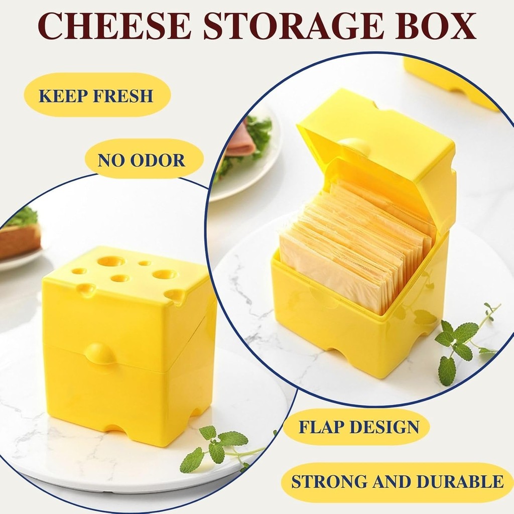 Locaupin Cow Cheese Slice Holder Storage Container For Refrigerator Sliced Shredded Keeper Containers For Fridge