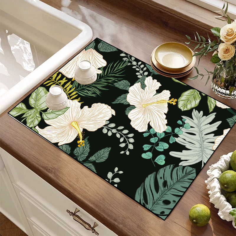 Locaupin PU Leather Dish Drying Mat l Non-Slip l Anti-slip surface l Fast Absorption l Easy to Clean