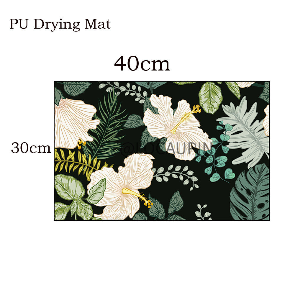 Locaupin PU Leather Dish Drying Mat l Non-Slip l Anti-slip surface l Fast Absorption l Easy to Clean