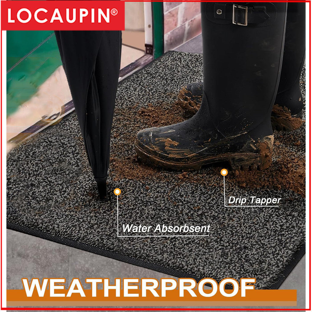 Locaupin Dirt Trapper Door Mat for Indoor Outdoor Washable Mat Non-Slip Entrance Rug Shoes Scraper